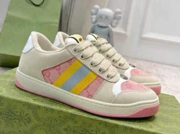 2023 new G home genuine leather distressed white shoes for men and women viscose shoes