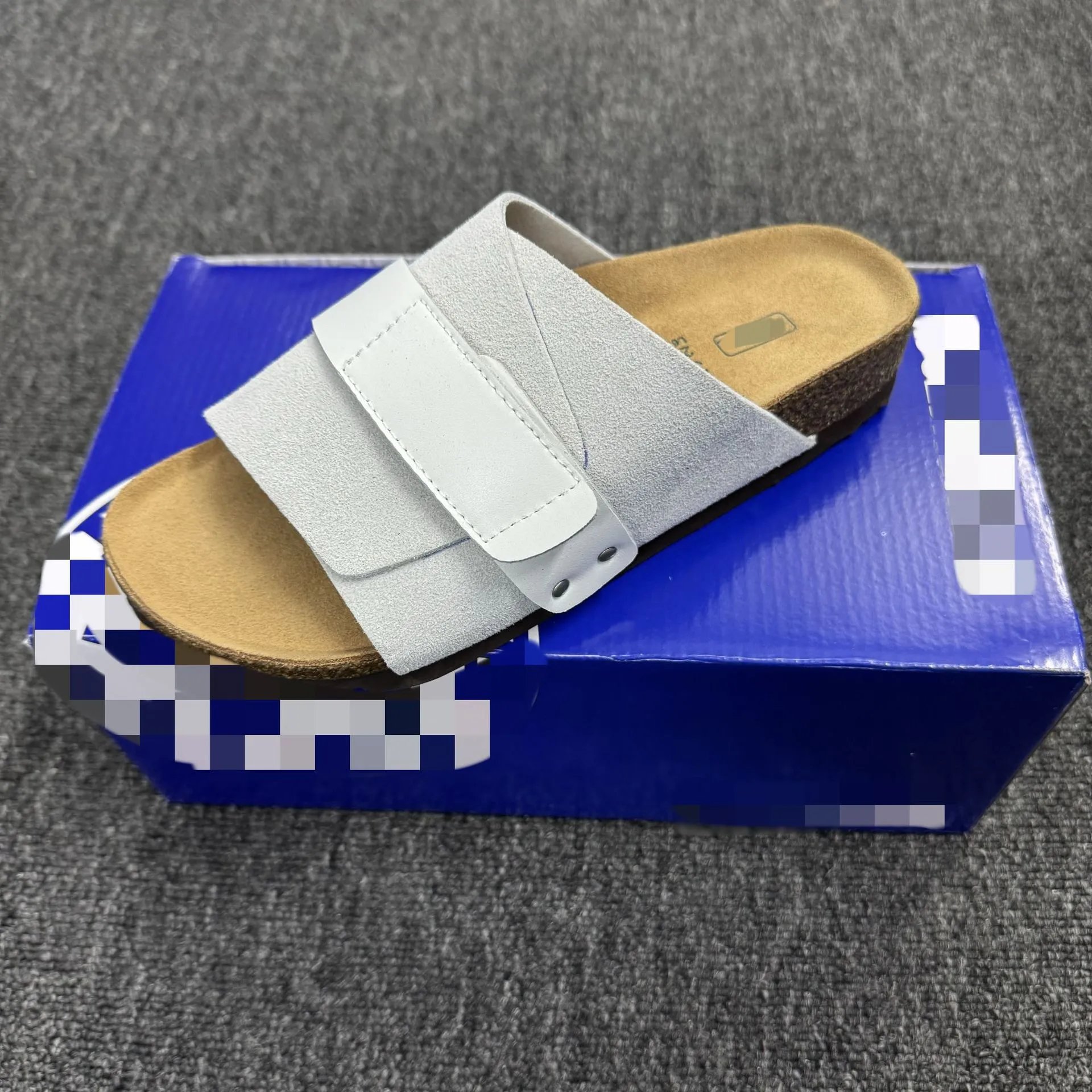 Height-increasing Velcro slippers, genuine leather, cork, thick-soled outerwear, Birkenstocks