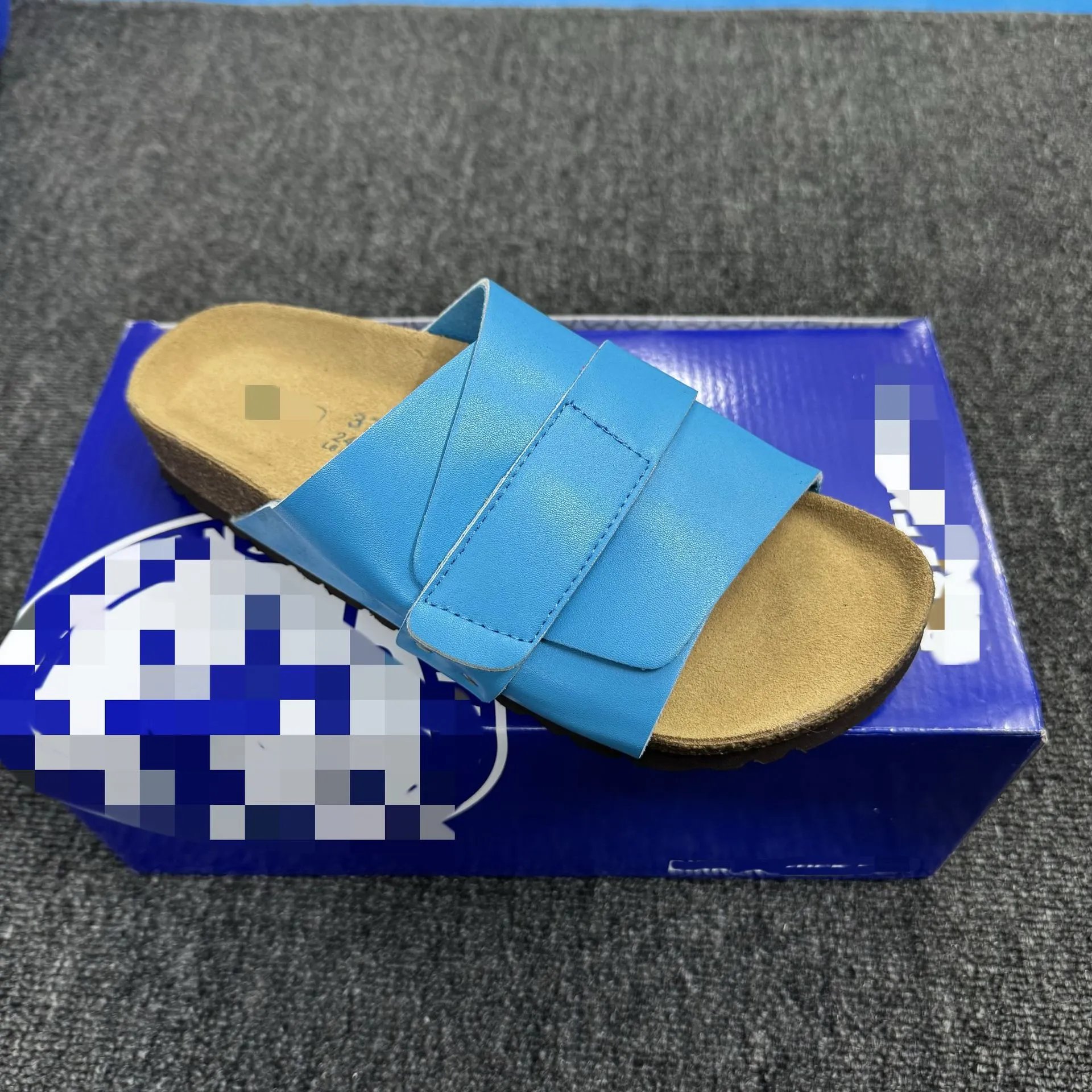 Height-increasing Velcro slippers, genuine leather, cork, thick-soled outerwear, Birkenstocks