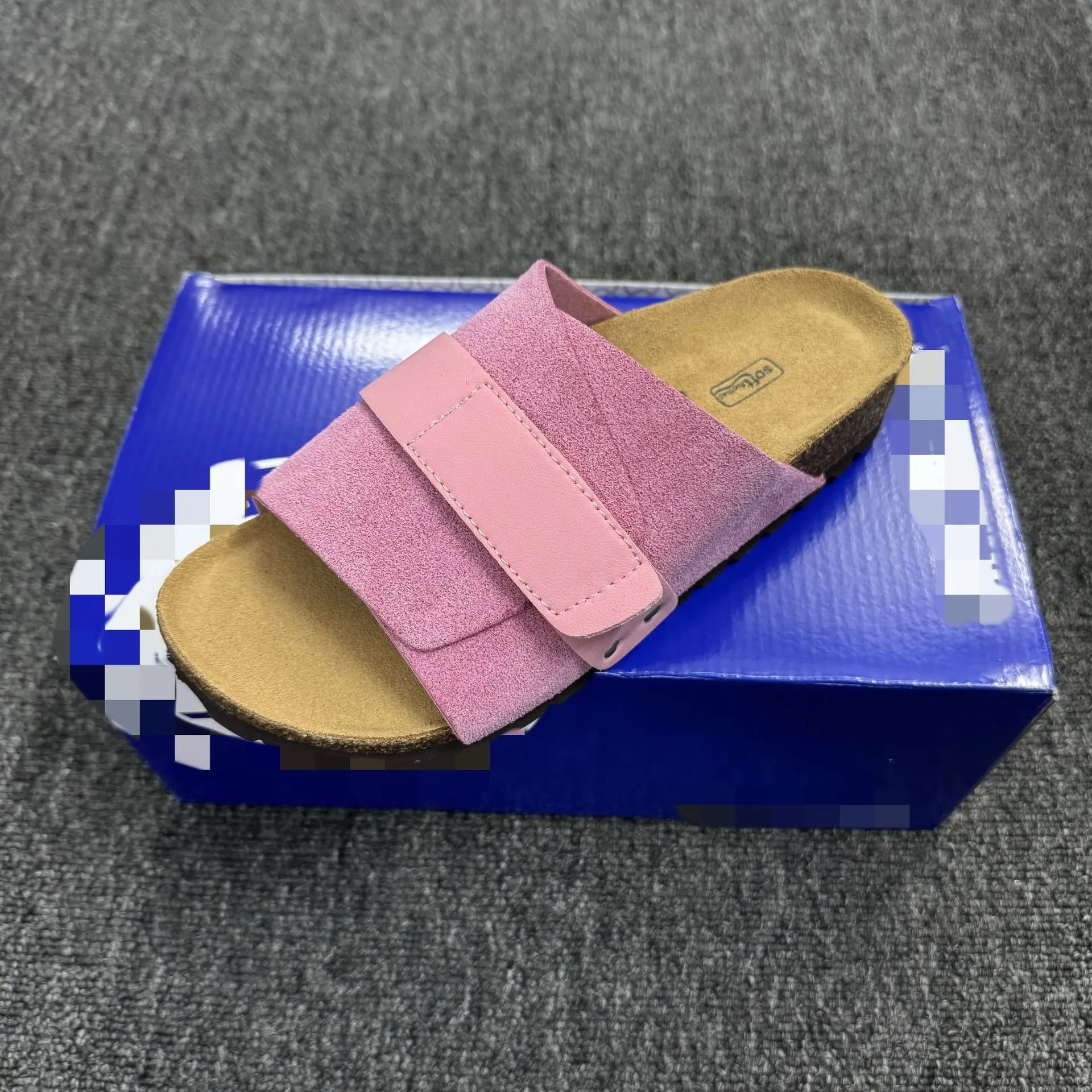 Height-increasing Velcro slippers, genuine leather, cork, thick-soled outerwear, Birkenstocks