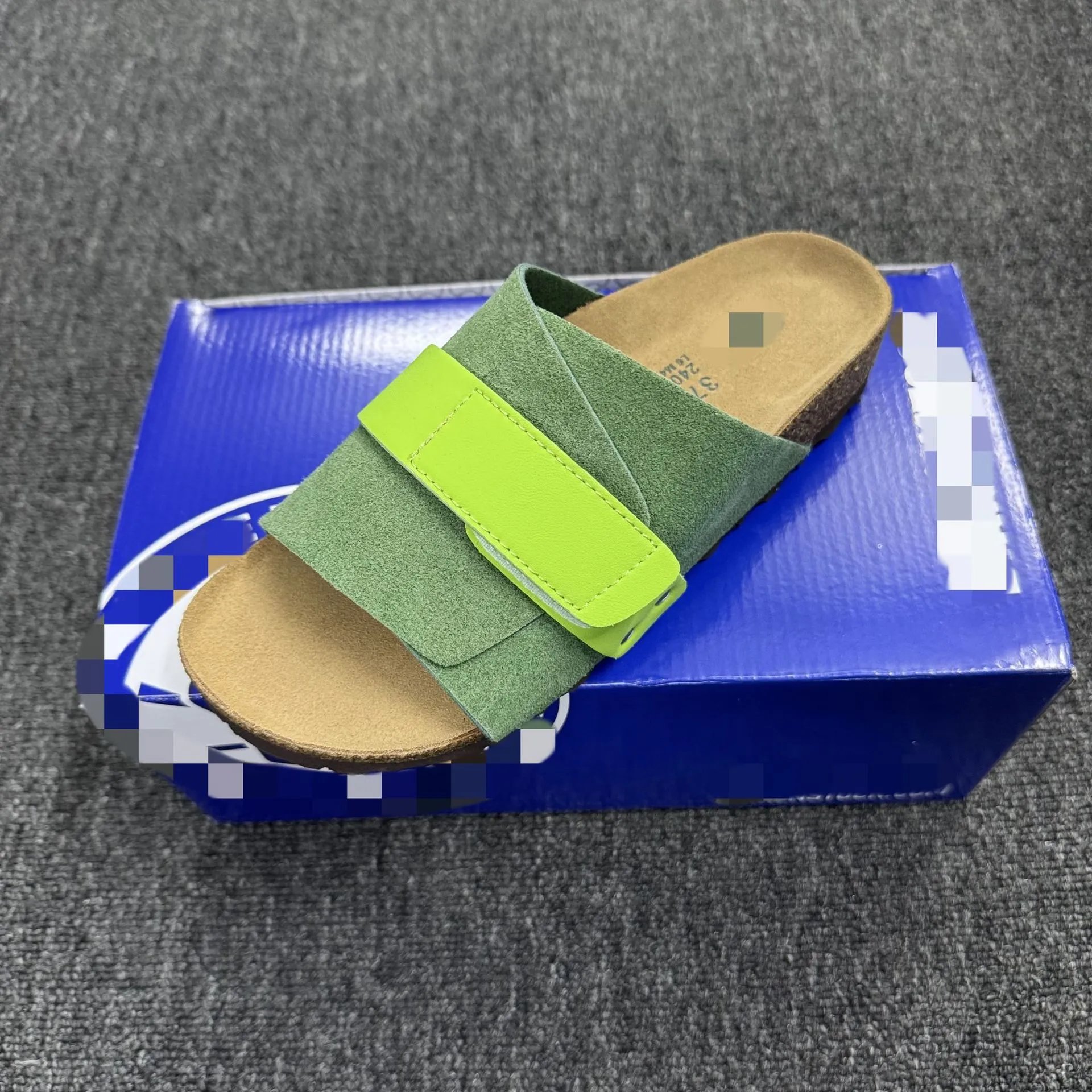 Height-increasing Velcro slippers, genuine leather, cork, thick-soled outerwear, Birkenstocks