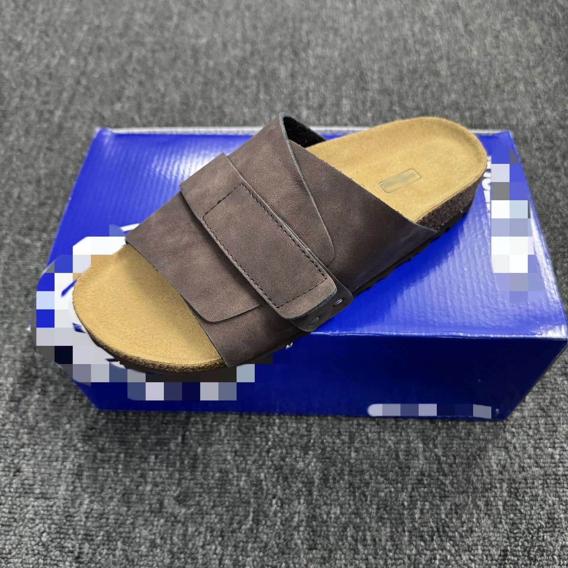 Height-increasing Velcro slippers, genuine leather, cork, thick-soled outerwear, Birkenstocks