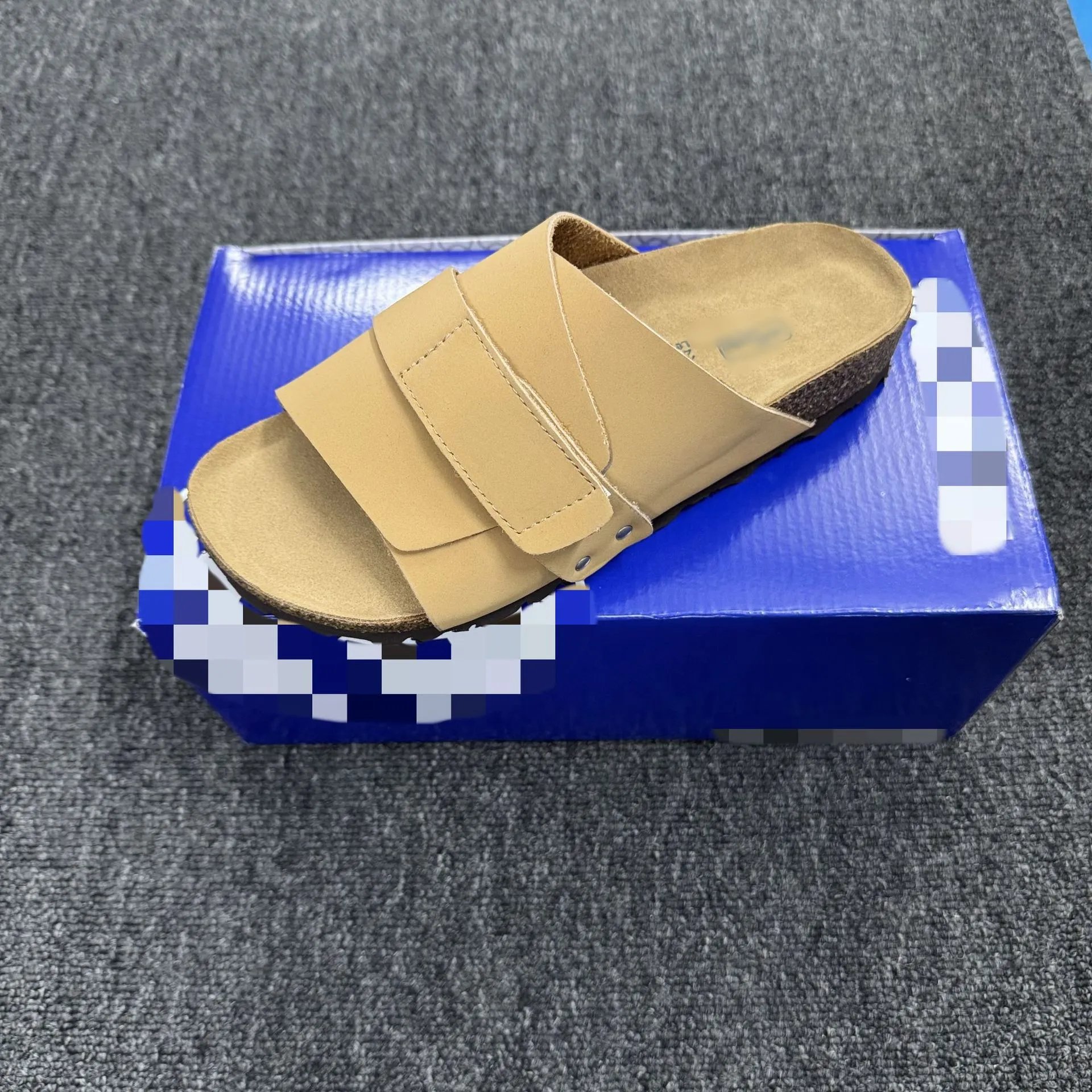 Height-increasing Velcro slippers, genuine leather, cork, thick-soled outerwear, Birkenstocks