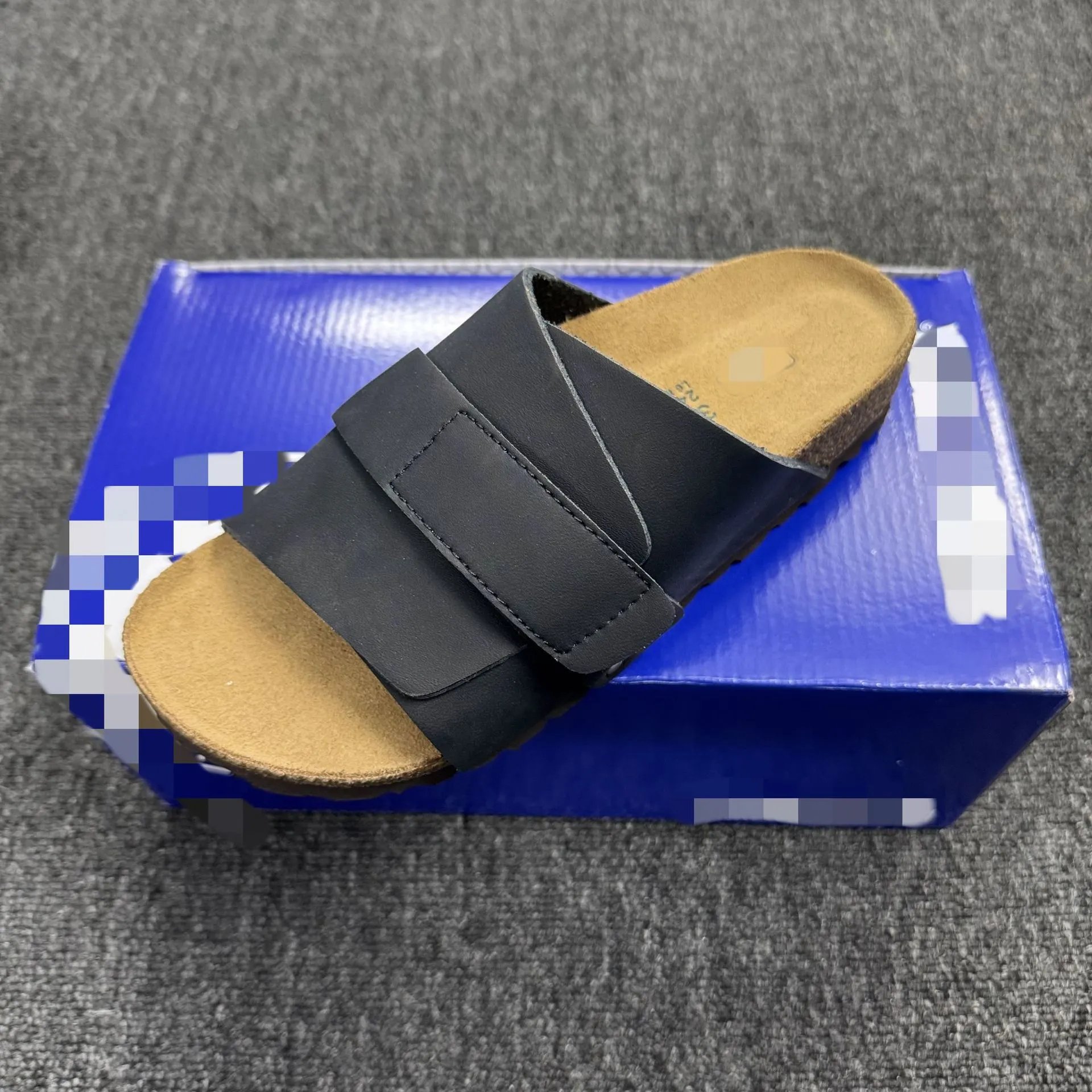 Height-increasing Velcro slippers, genuine leather, cork, thick-soled outerwear, Birkenstocks