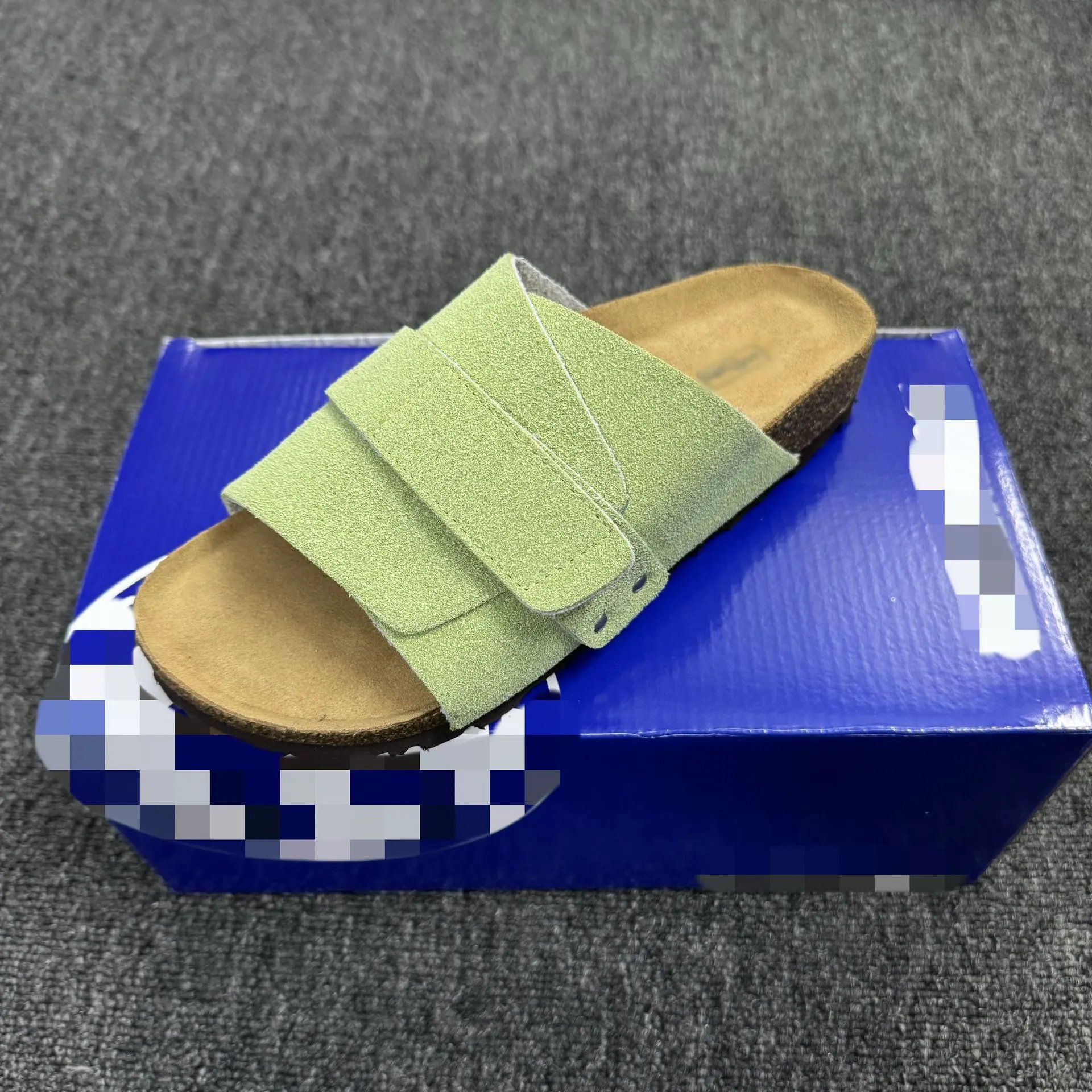 Height-increasing Velcro slippers, genuine leather, cork, thick-soled outerwear, Birkenstocks