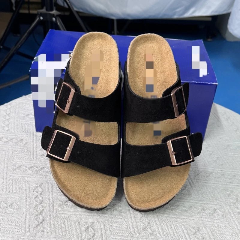Birkenstock cork sandals women's genuine leather fashion double-breasted sandals Birkenstock