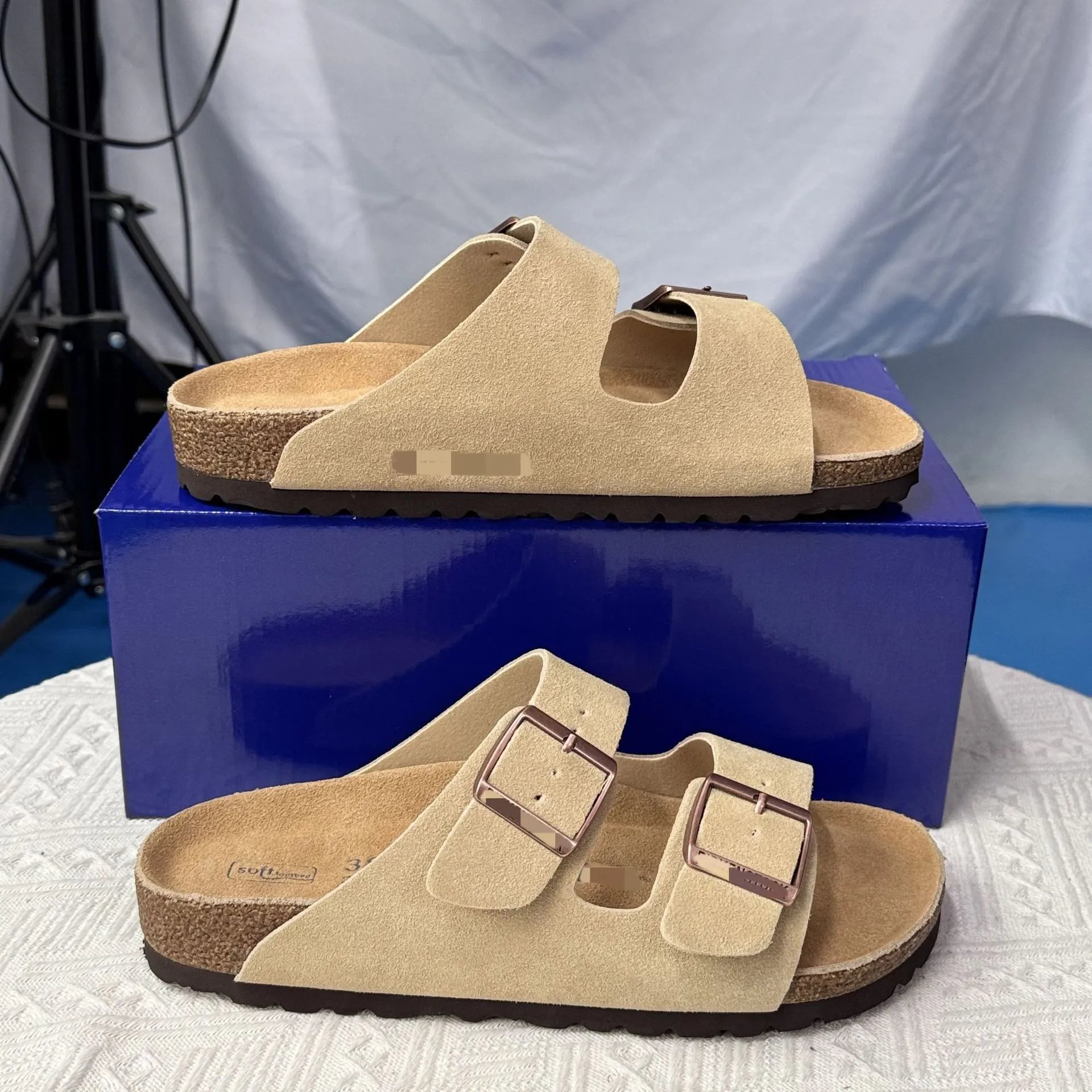 Kendall Jenner's Birkenstock soft leather cork sole platform heightened buckle slipper sandals
