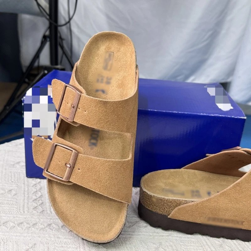 Birkenstock cork sandals women's genuine leather fashion double-breasted sandals Birkenstock