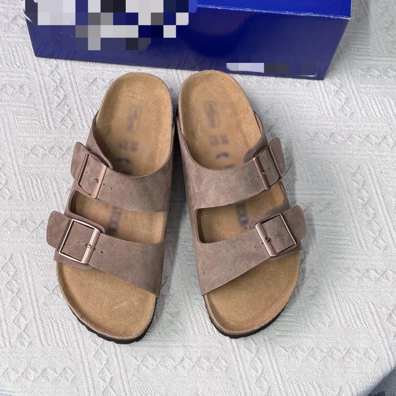 Birkenstock cork sandals women's genuine leather fashion double-breasted sandals Birkenstock