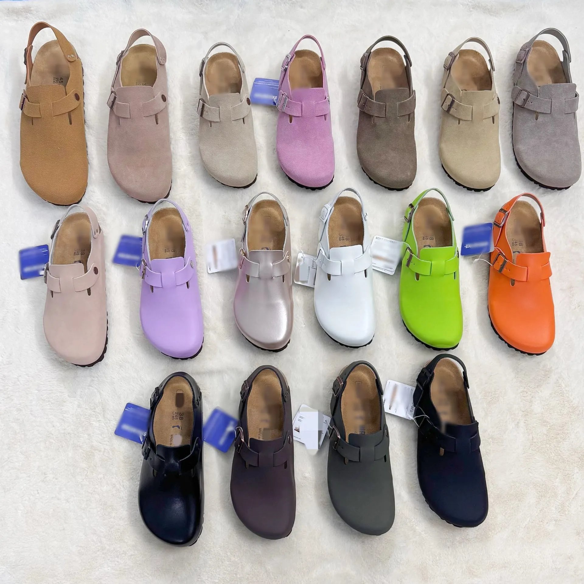 Birkenstocks with closed toe slippers for women, comfortable cork sole, solid color, casual
