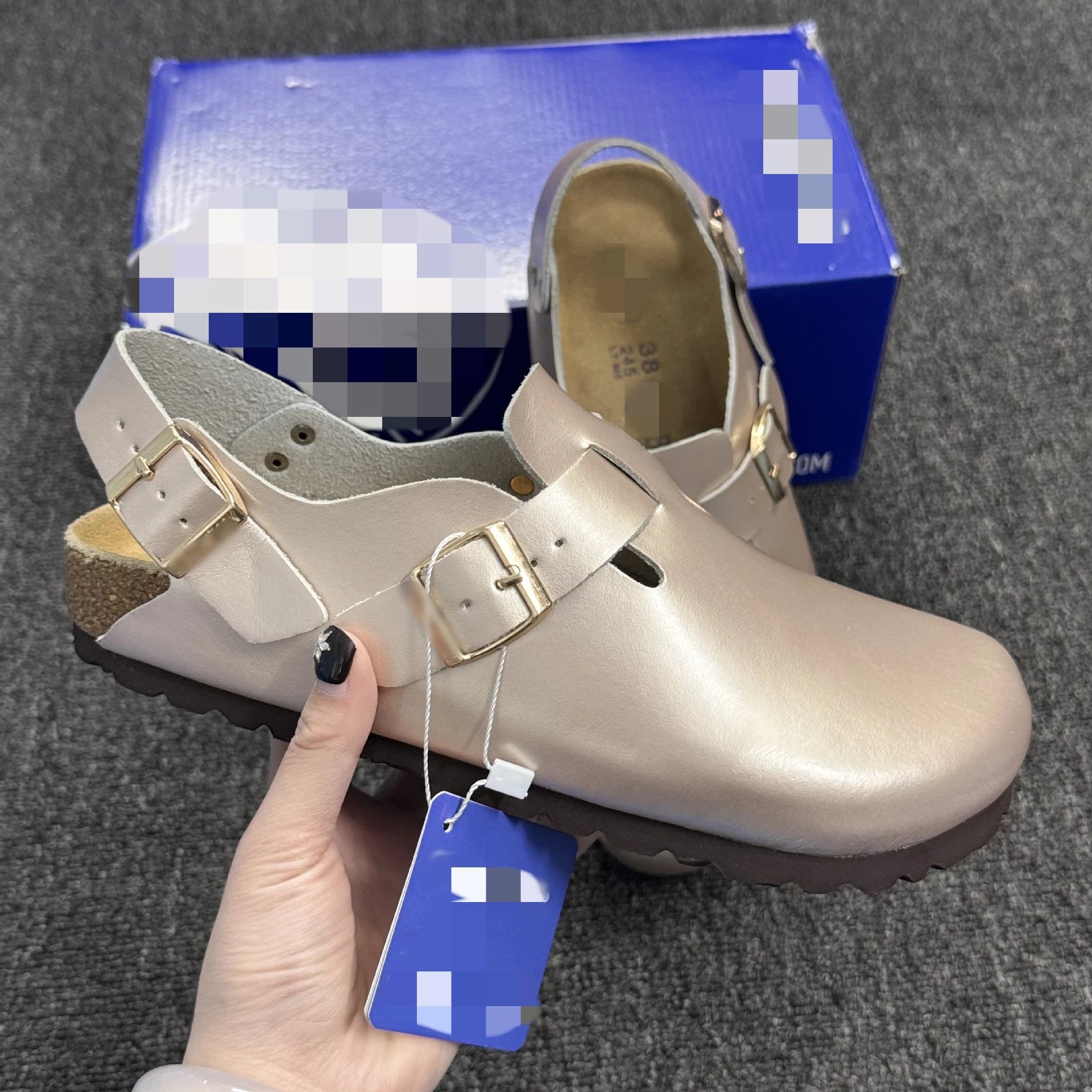 Birkenstocks with closed toe slippers for women, comfortable cork sole, solid color, casual