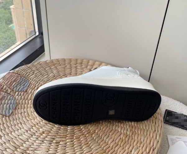 Chanel style biscuit shoes platform thick-soled white shoes with lace-up sneakers for women