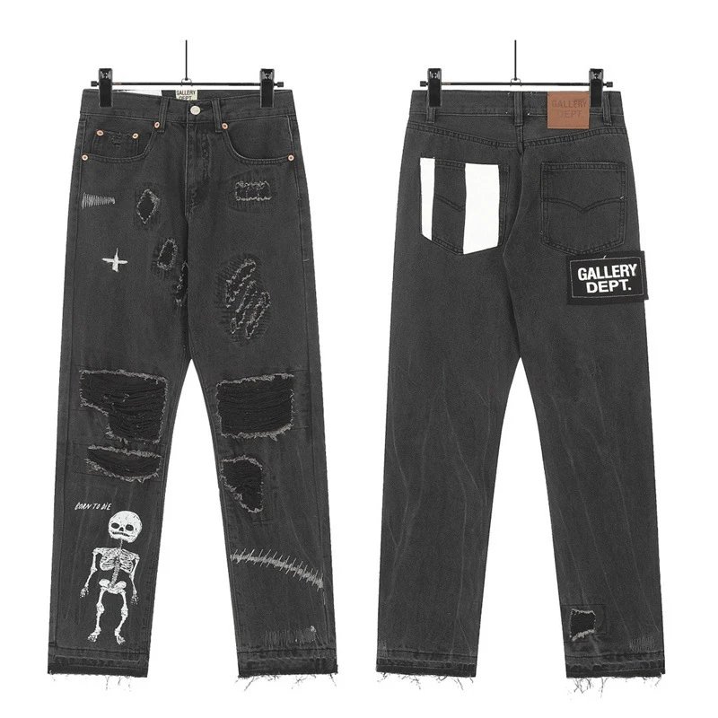 G D Hand-painted Splashed Ink Spliced Drawstring High Street Casual Sports Sweatpants with Flared Bo