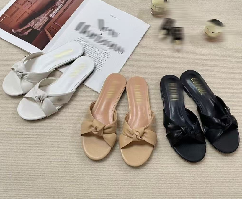 Cool women's outer wear fashion summer sexy round toe open toe bow beach flat support