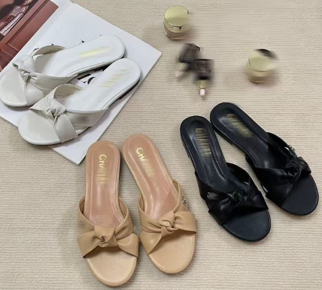 Cool women's outer wear fashion summer sexy round toe open toe bow beach flat support