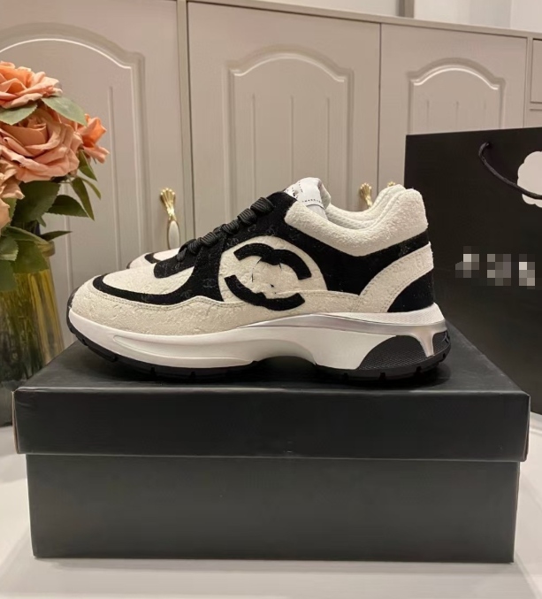 Fragrance series embroidered thick-soled silver-white dad shoes low-top sports shoes for women