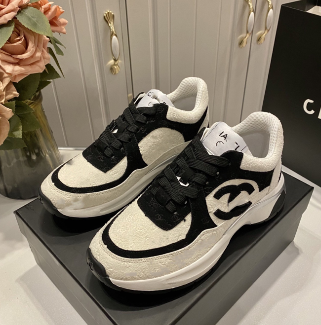 Fragrance series embroidered thick-soled silver-white dad shoes low-top sports shoes for women