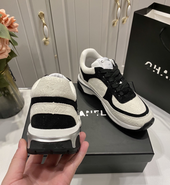 Fragrance series embroidered thick-soled silver-white dad shoes low-top sports shoes for women