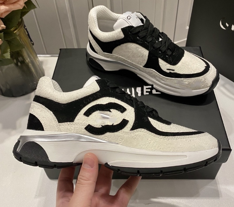 Fragrance series embroidered thick-soled silver-white dad shoes low-top sports shoes for women