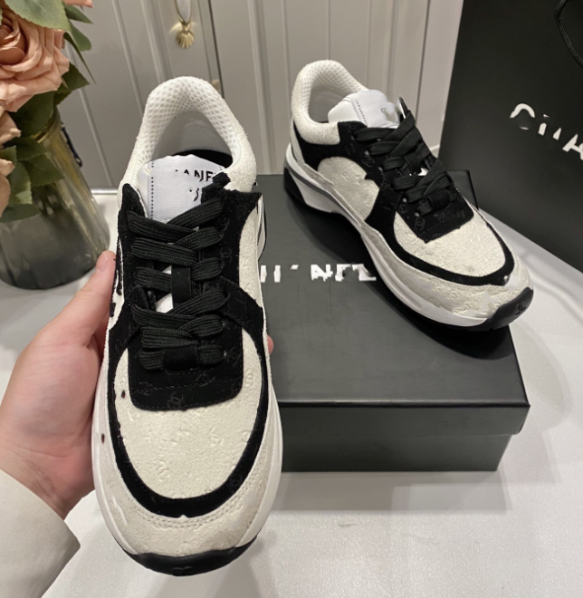 Fragrance series embroidered thick-soled silver-white dad shoes low-top sports shoes for women