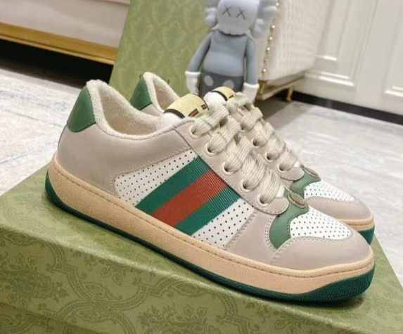 2023 new G home genuine leather distressed white shoes for men and women viscose shoes
