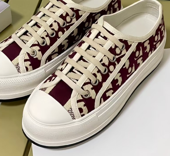 D embroidered 2024 thick-soled canvas shoes letter series casual shoes college style all-match