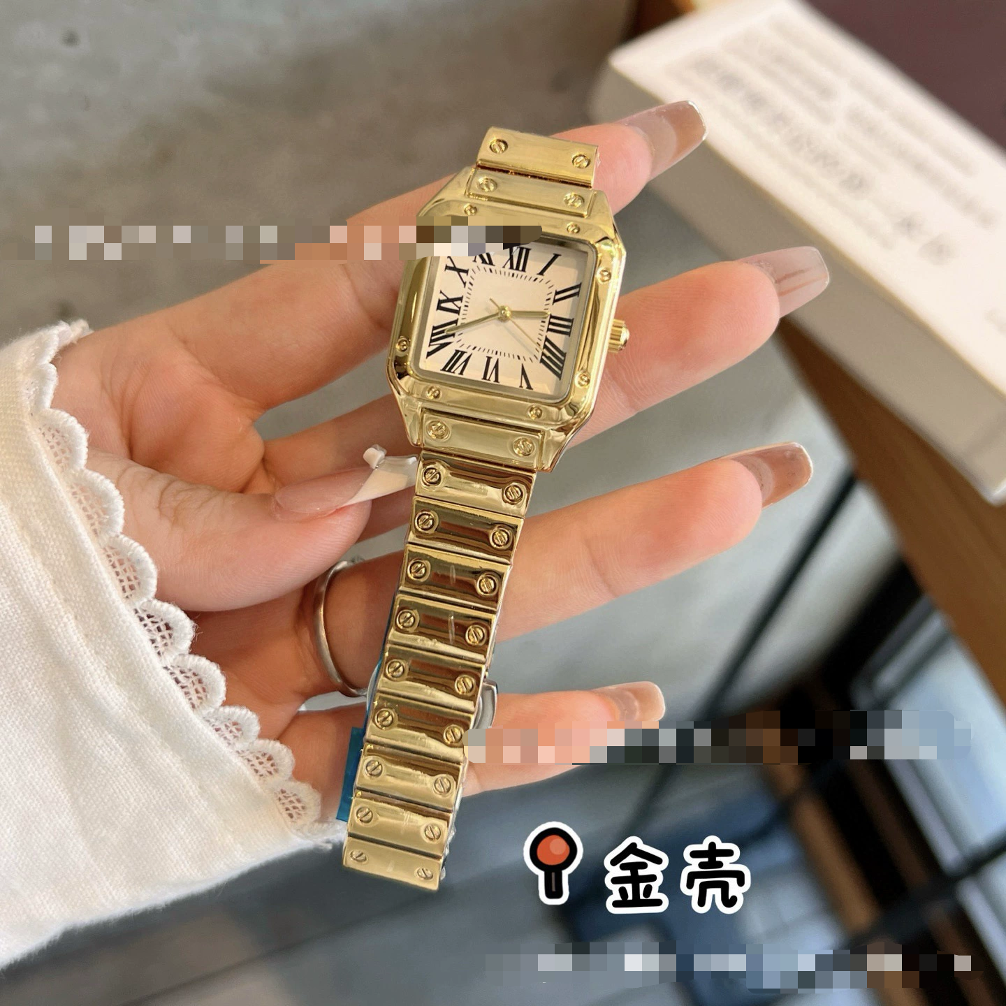 New Santos series quartz Roman scale watch stylish square steel band quartz ladies watch