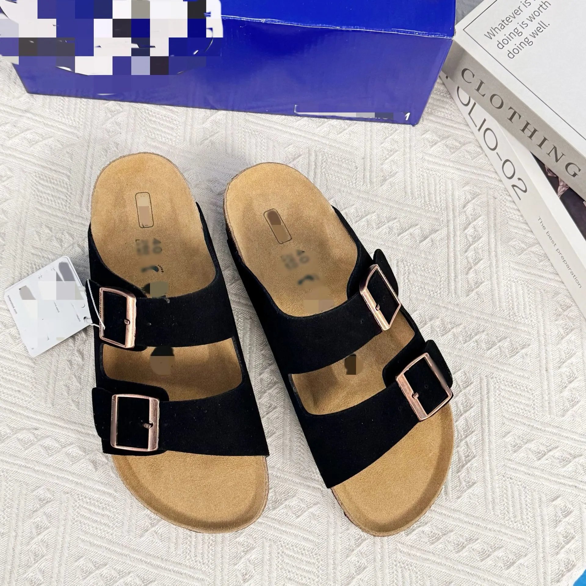 Kendall Jenner's Birkenstock soft leather cork sole platform heightened buckle slipper sandals
