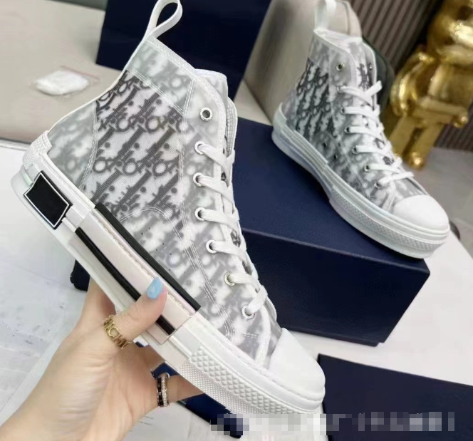 D home high top shoes breathable canvas shoes white shoes，flat bottom printed letter sports shoes