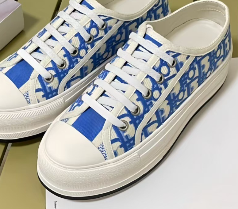 D embroidered 2024 thick-soled canvas shoes letter series casual shoes college style all-match