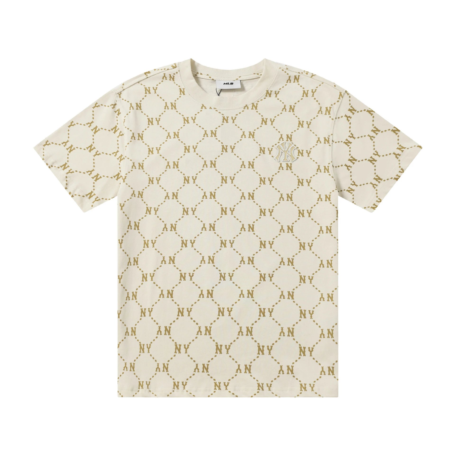 MLB Embroidered Large Logo Short-Sleeved Casual Shirt with Slit at the Bottom Corner