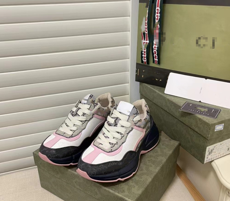 G's dad shoes color matching old flower casual shoes thick sole height increase versatile
