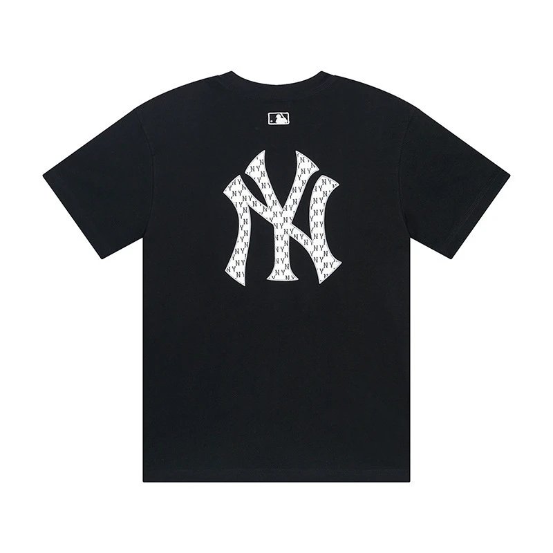1:1 Batch MLB Embroidered Large Logo Short-Sleeved Casual Shirt with Slit at the Bottom Corner