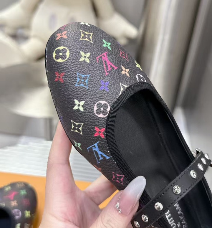 Foreign trade denim slippers color matching sandals one-strap open toe print French style