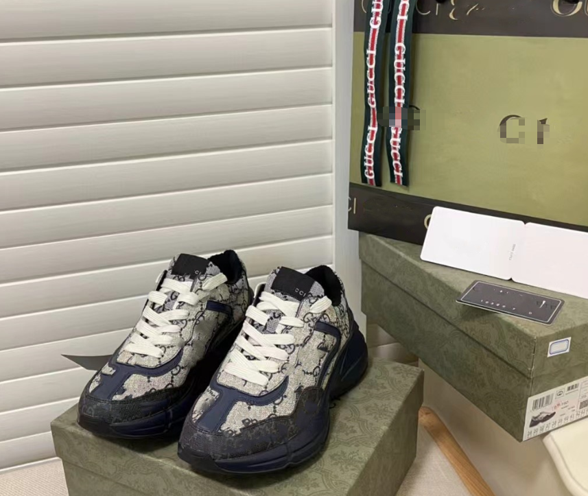 G's dad shoes color matching old flower casual shoes thick sole height increase versatile
