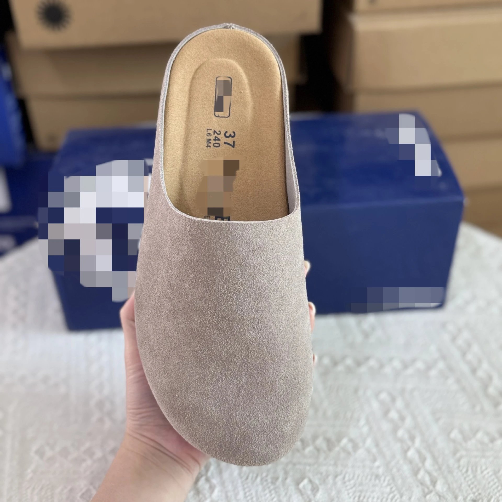 Birkenstock women's smooth leather platform slippers with cork lining