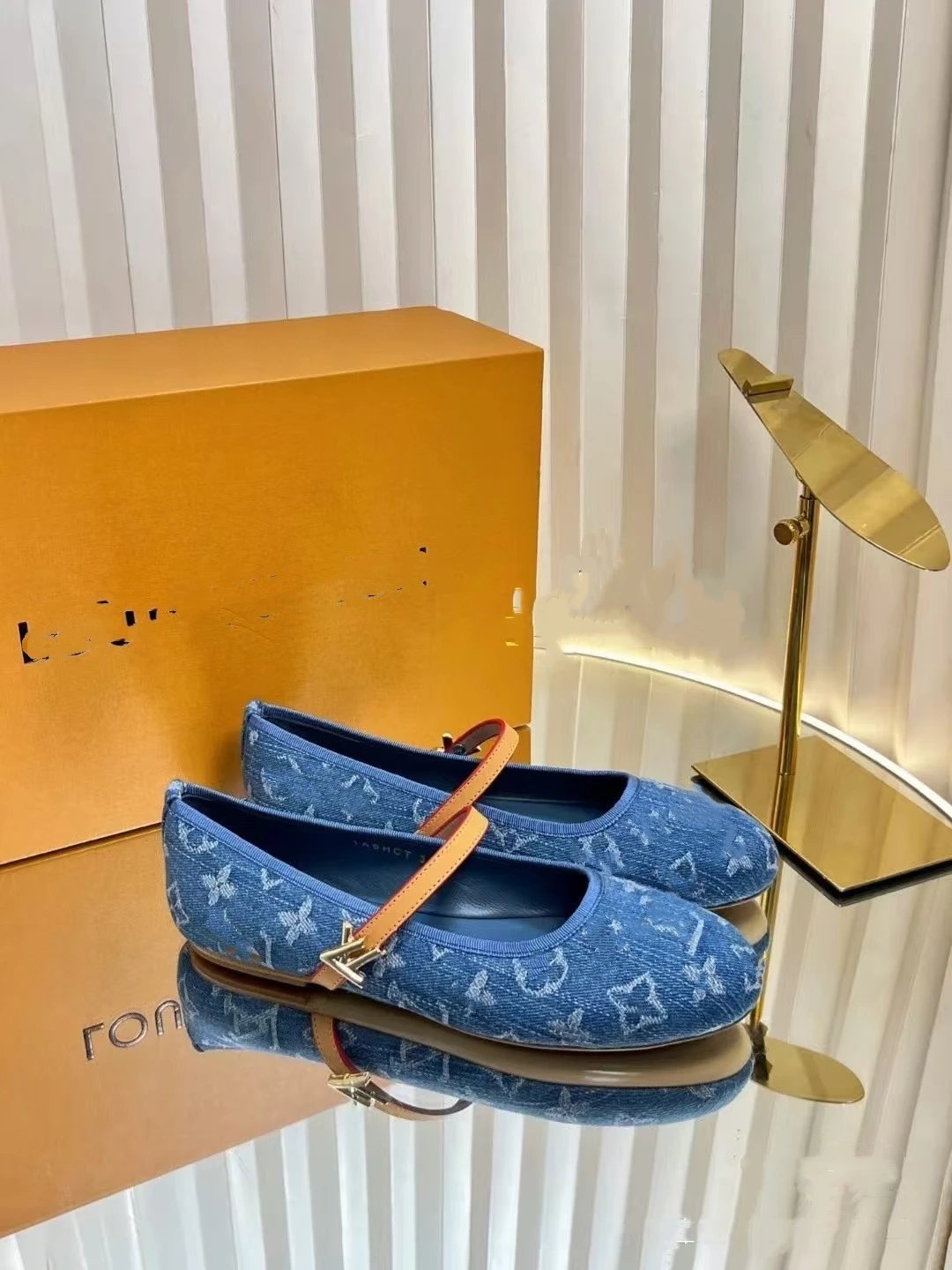 Foreign trade denim slippers color matching sandals one-strap open toe print French style