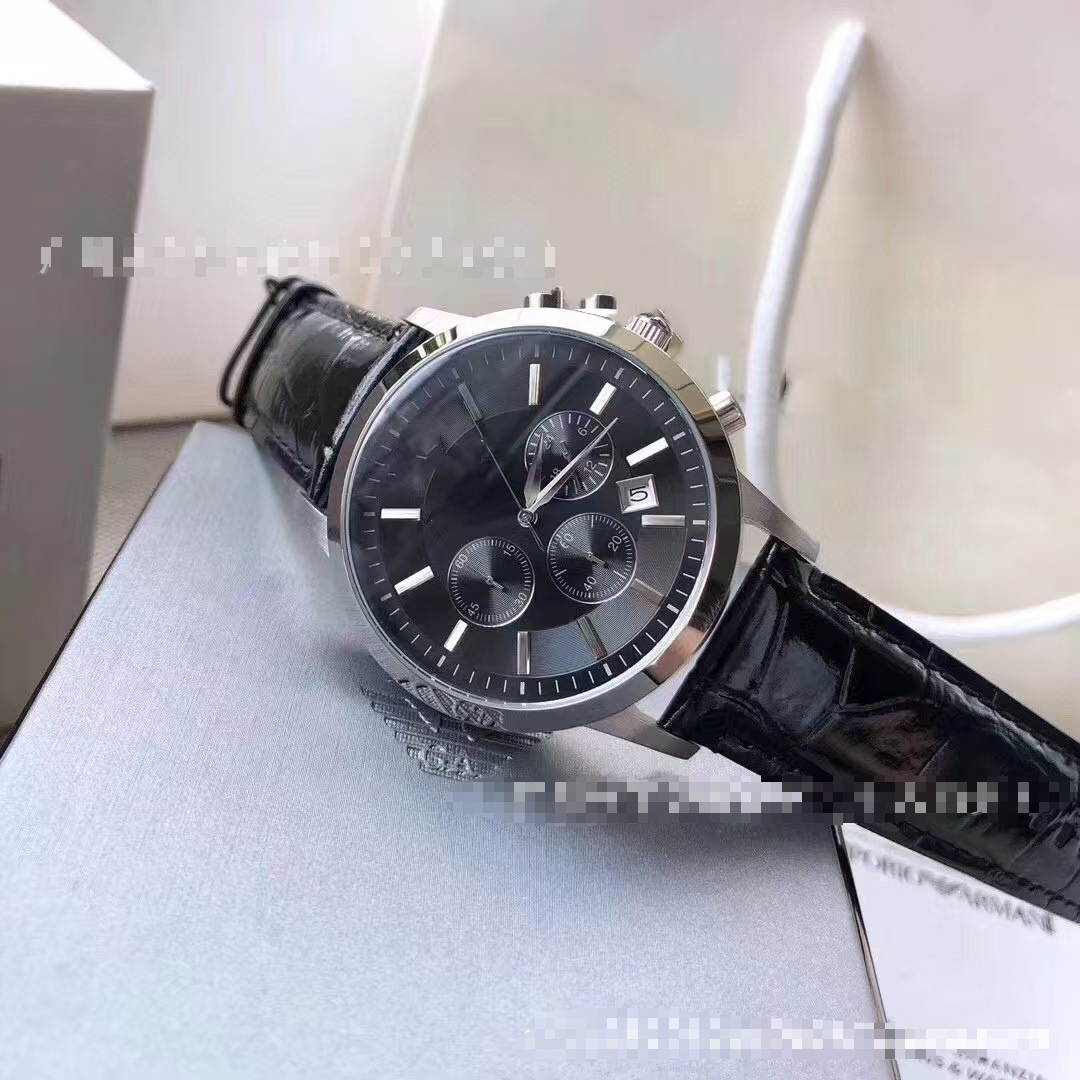 EMPORIO ARMANI Men's three-eye solid steel strap six-hand watch
