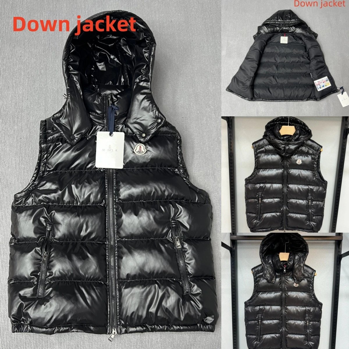 Monclar Waistcoat down vest trendy brand down hooded shiny vest for men and women