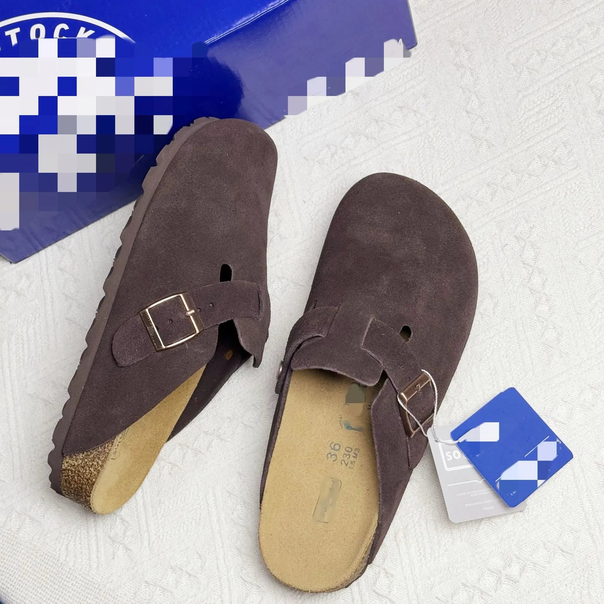 BK genuine leather thick-soled Birkenstocks women's high-heeled closed-toe slippers