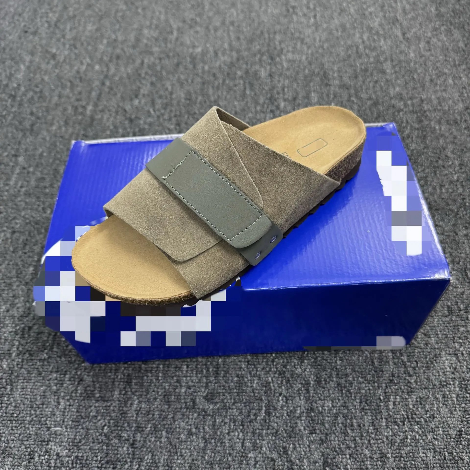 Height-increasing Velcro slippers, genuine leather, cork, thick-soled outerwear, Birkenstocks