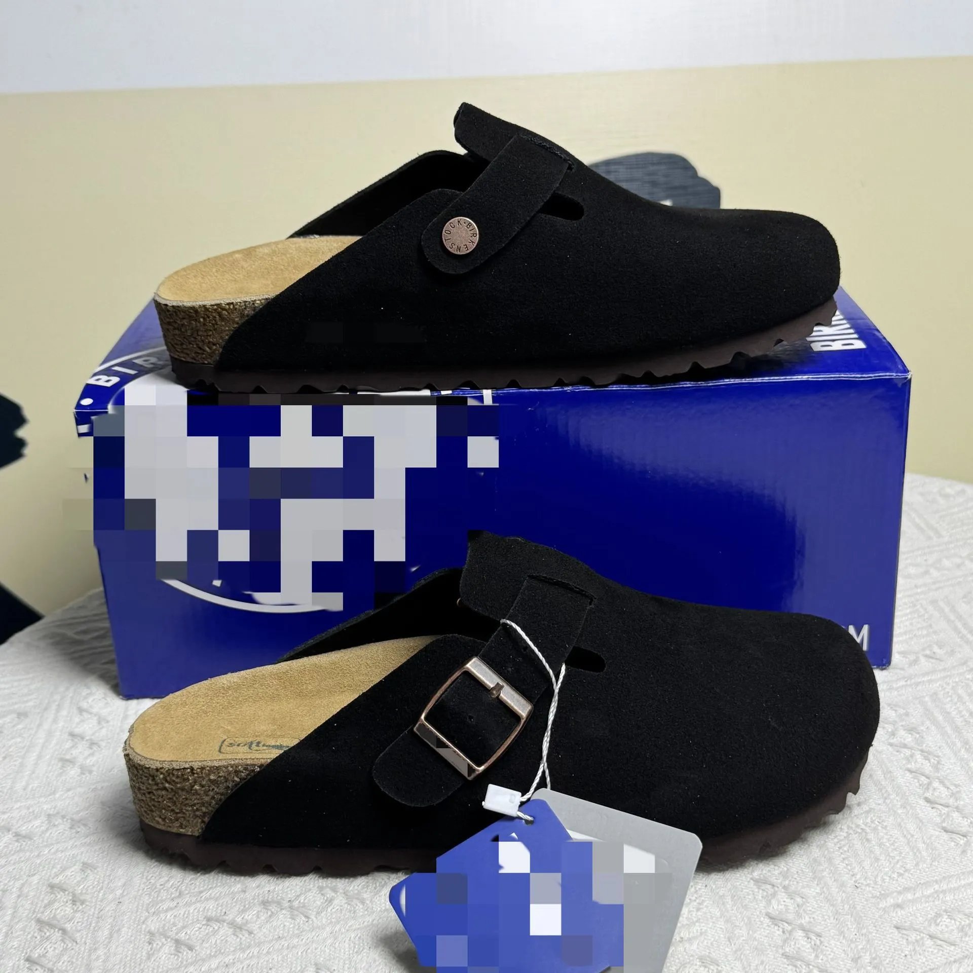 BK genuine leather thick-soled Birkenstocks women's high-heeled closed-toe slippers