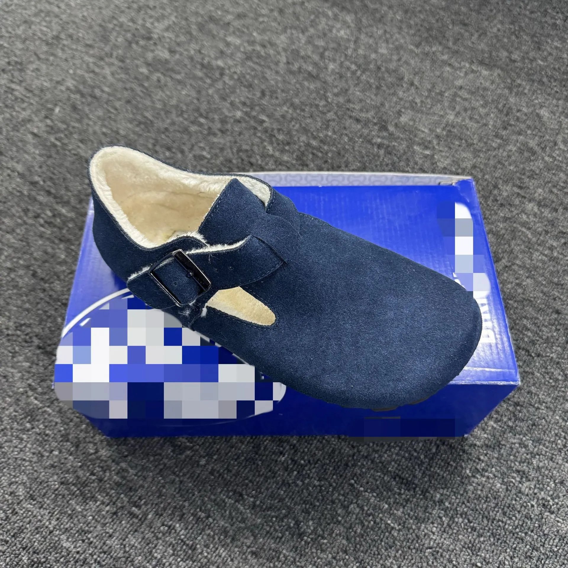 Sanxi same style Birkenstock women's genuine leather thick sole plush fur shoes