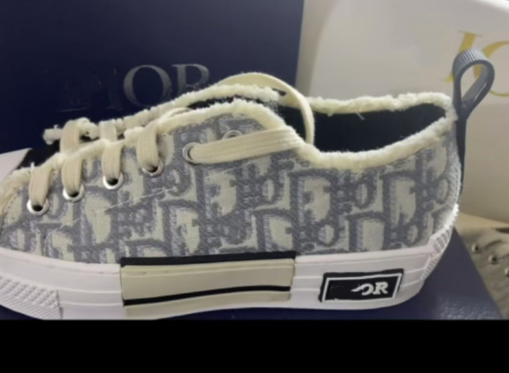 High-top D-brand embroidered canvas shoes with letters, versatile and casual thick soles