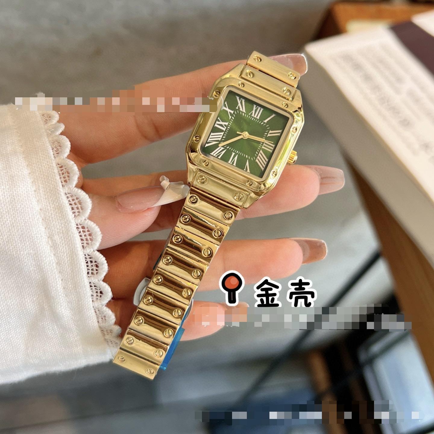 New Santos series quartz Roman scale watch stylish square steel band quartz ladies watch