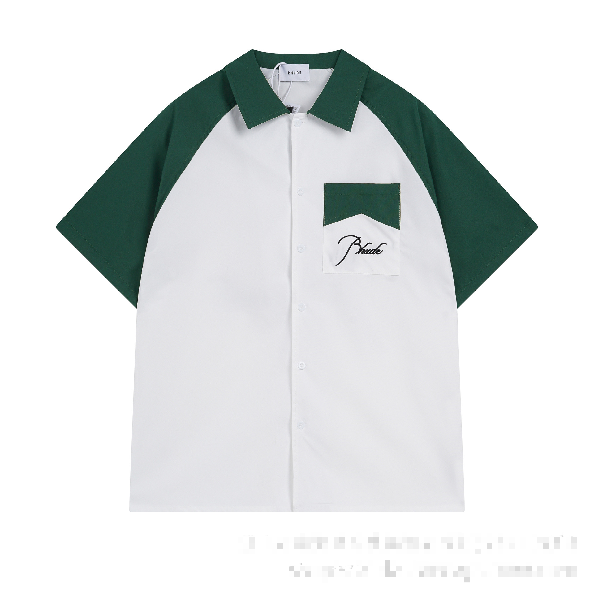 Hude Co-branded Collared Short-Sleeved Shirt with Letter Print, Casual Top for Men and Women