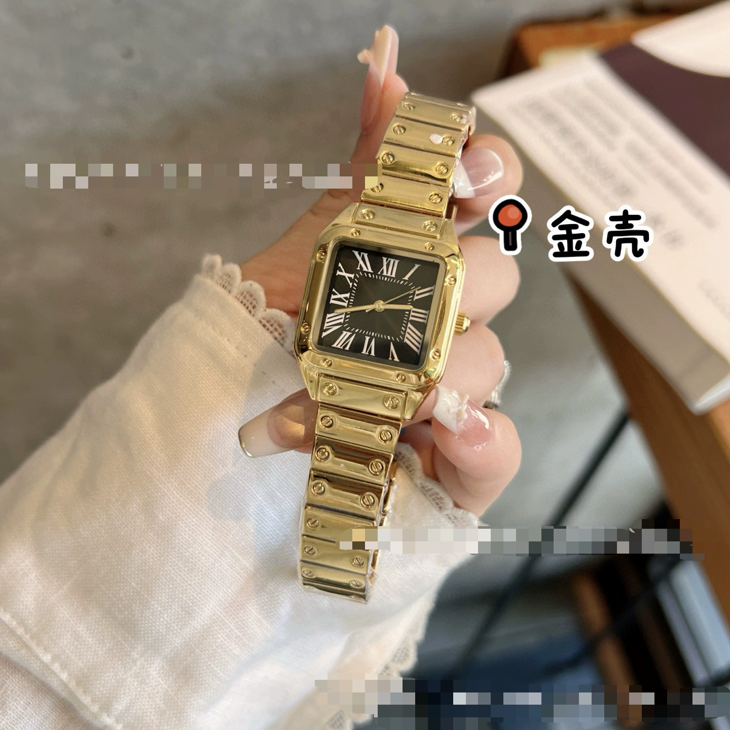 New Santos series quartz Roman scale watch stylish square steel band quartz ladies watch