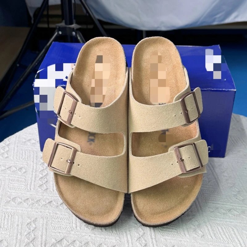 Birkenstock cork sandals women's genuine leather fashion double-breasted sandals Birkenstock