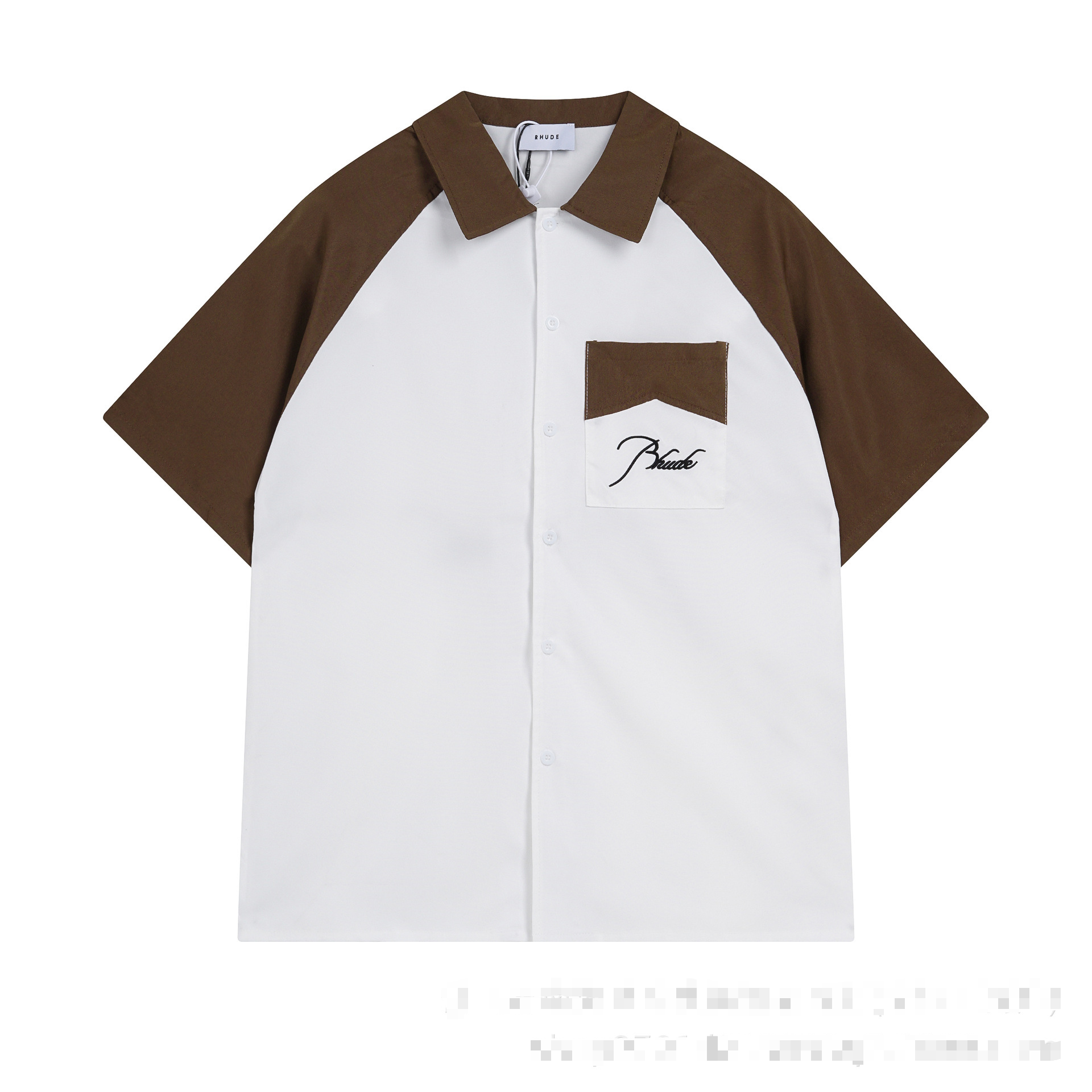 Hude Co-branded Collared Short-Sleeved Shirt with Letter Print, Casual Top for Men and Women