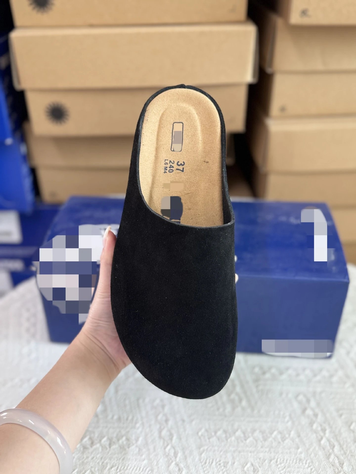 Birkenstock women's smooth leather platform slippers with cork lining